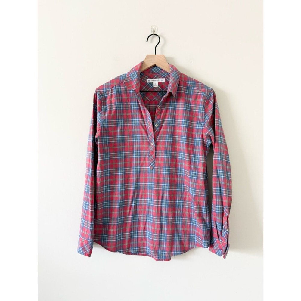 Southern Tide Classic Plaid Long-Sleeve Shirt - Red/Blue Size S